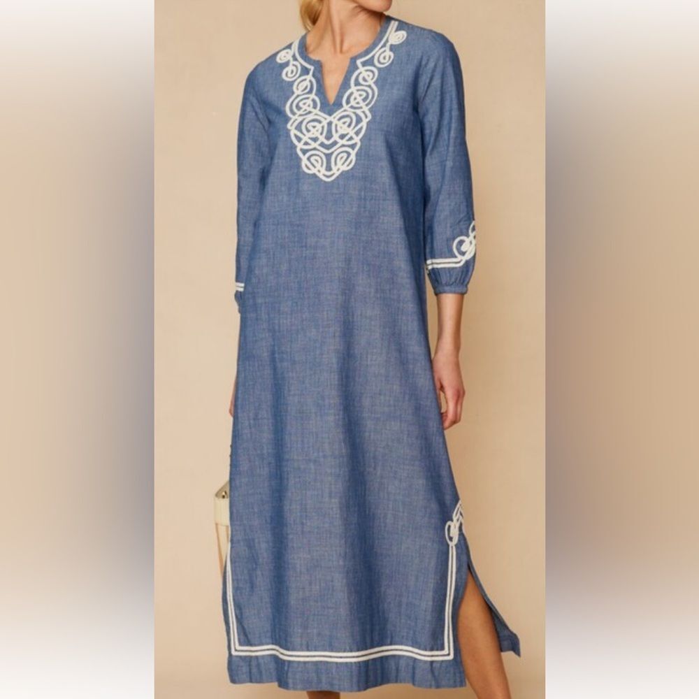 J McLaughlin Pansy Denim Maxi Dress Size Large